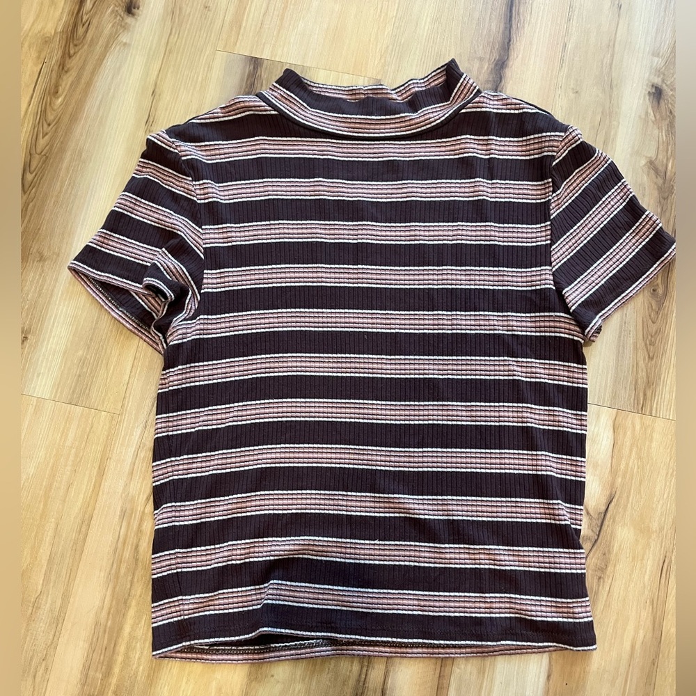 Anerican Eagle Brown and pink striped mockneck